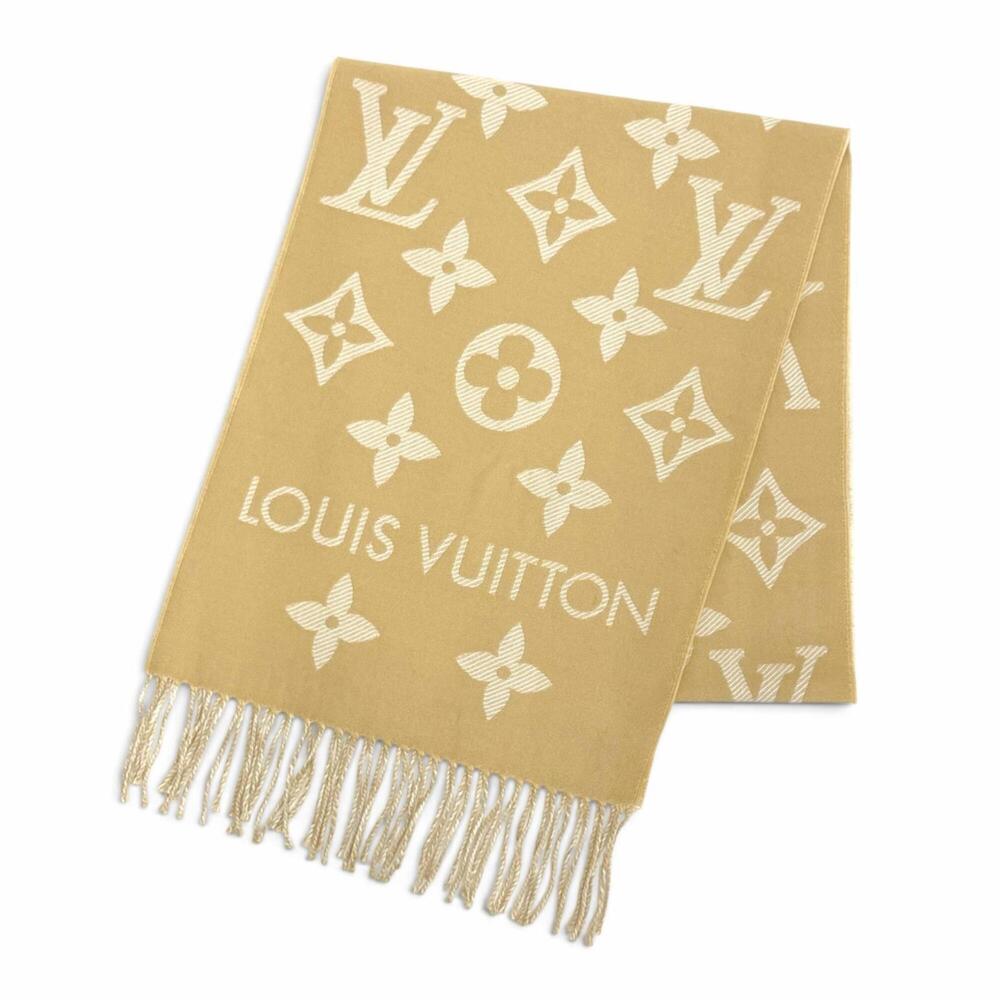 LOUIS VUITTON M77854 LV Essential Wool Monogram Stole/Scarf, Beige, 170 x 34 ...
